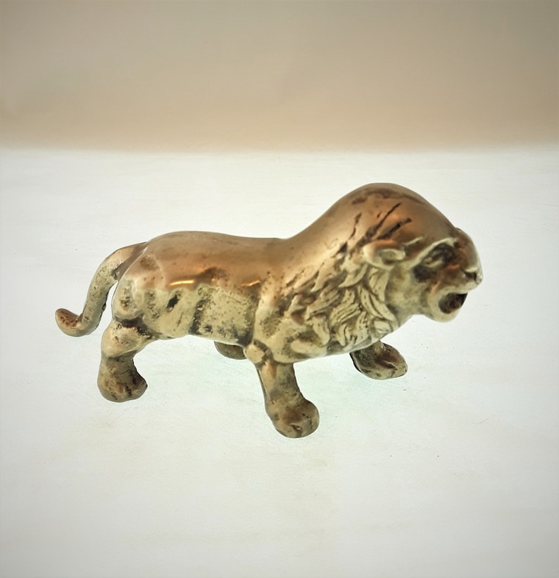 Vintage Cast Brass Lion Figurine Paperweight Desk Ornament Zodiac - Etsy