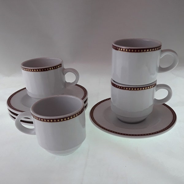 Vintage Eschenbach Porcelain Bavaria Germany Demitasse Espresso Cups and Saucers Set of 4