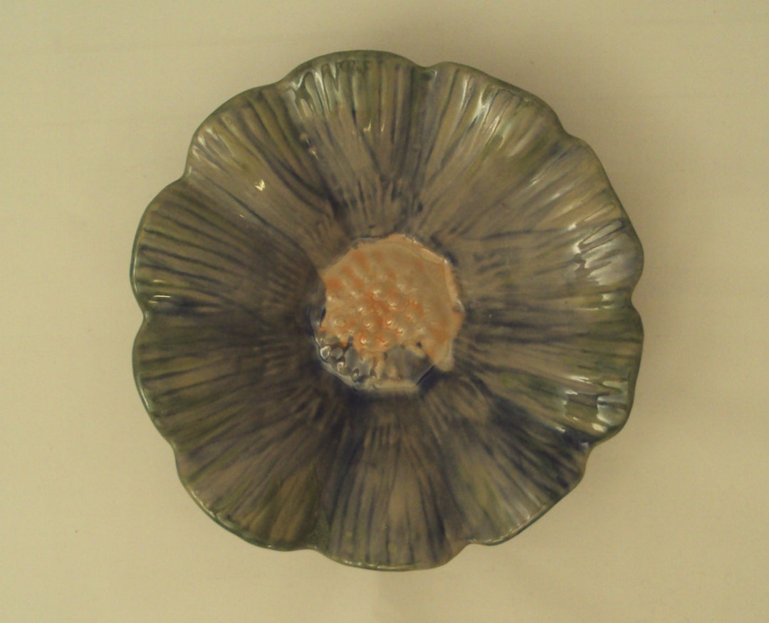 Louisville Stoneware Flower Shape Bowl Blue Green Yellow Etsy
