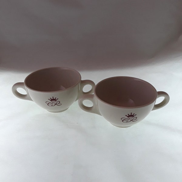 2 Vintage Syracuse China Two-Handled Cream Soup Cups Bowls Colony Restaurant Washington DC