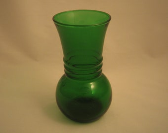 Vintage Anchor Hocking Glass Forest Green Flower Vase