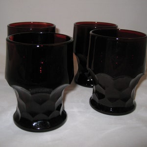 Anchor Hocking Royal Ruby Red Georgian Cocktail Glasses Tumblers 9 oz Set of 4 Vintage