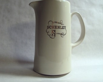 Hall China Vintage Advertising Pitcher Schenley Liquors Large Size Water Jug