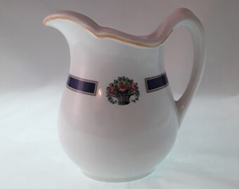 Vintage Buffalo China Milk or Cream Pitcher Restaurant Ware Flower Basket Mayflower Hotel