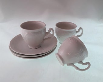 Vintage Bernadotte Porcelain Czechoslovakia Demitasse Espresso Cups and Saucers Set of 3