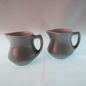 Vintage Shenango China Restaurant Ware Individual Cream Pitcher Creamer Pair Dove Grey