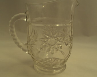 Vintage Anchor Hocking Glass EAPC Early American Prescut Pattern Milk Juice Pitcher