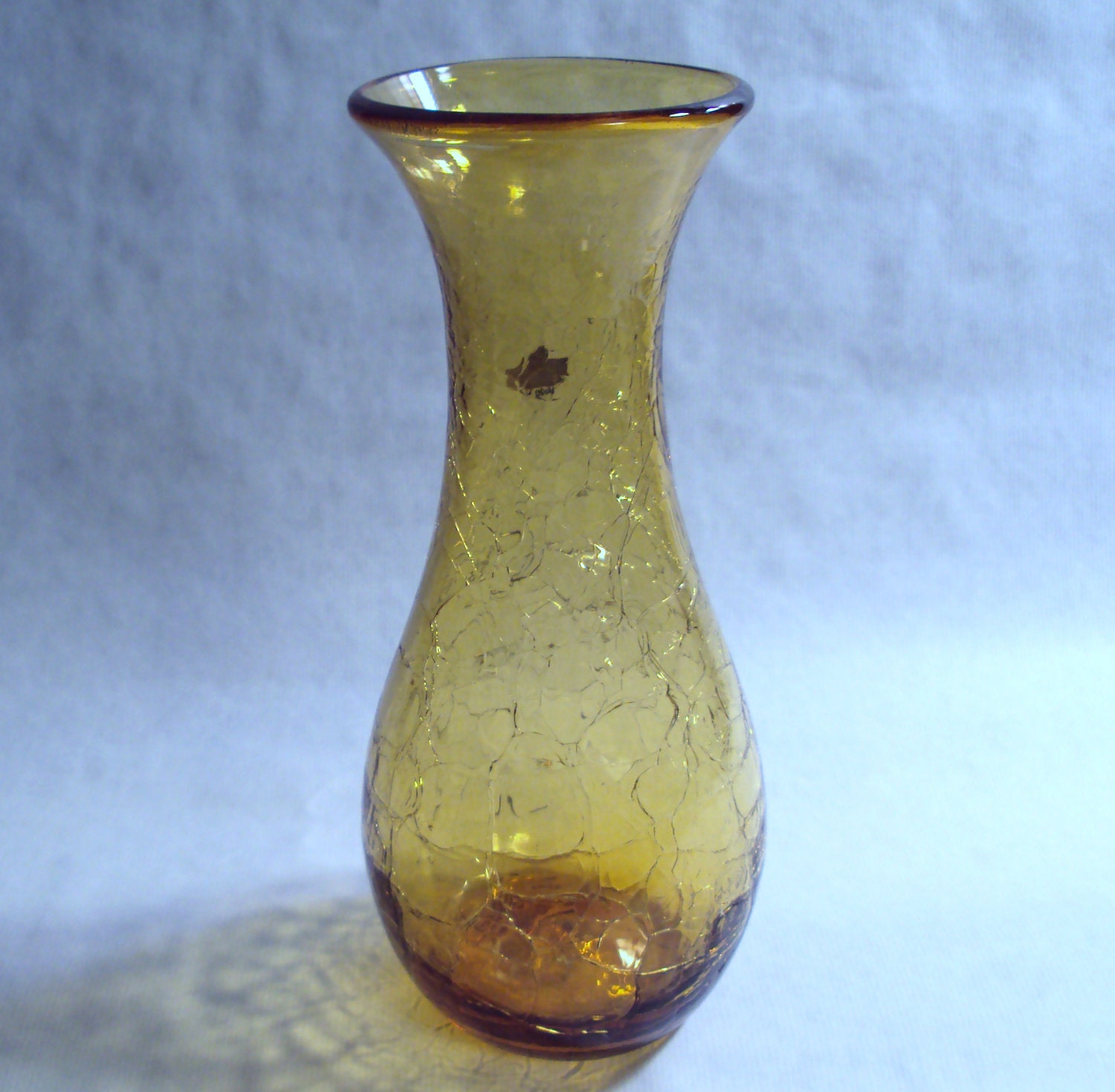 Blenko Glass Honey Gold Crackle Vase With Label 10 1/2 Inch Etsy