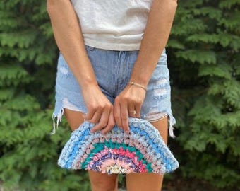 Rainbow Clutch; Rag Bag Clutch; Crochet Clutch