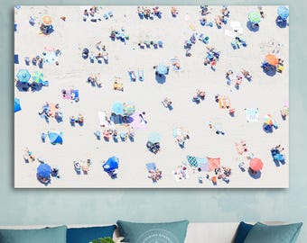 Aerial Beach Photography, Newport RI Sunbathers Print, Coastal Wall Art (Unframed Print or Canvas)