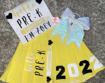 Erster Schultag Rock Set | Benutzerdefinierte Kindergarten Outfit | Senioren Erster Tag Outfit | 2026 Einschulung | Zurück zur Schule Outfit
