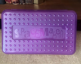 Vintage 90s Spacemaker Pencil Case | Red Sheer Plastic 8x5 Box