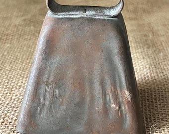 Antique Hand Forged Folded Riveted Cow Bell Cowbell Rustic & Loud Vintage