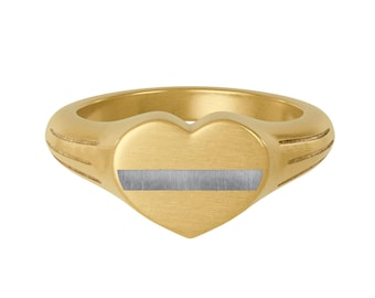 Stainless Steel Heart Signet Ring (Engraving)