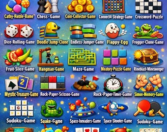 Gaming Software : 38 Mini Games Bundle, Puzzle, Arcade, Strategy, Brain Games