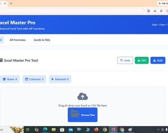 Excel tool: Online Spreadsheet Tool, CSV/XLSX Compatible, Free Browser Access