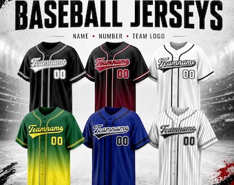 Custom Baseball Jersey, Personalized Team Uniform with Name, Number, Logo