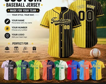 Maillot de baseball personnalisé avec nom et numéro, maillot d'équipe personnalisé, t-shirt de baseball unisexe, cadeau sportif pour les fans de toute la famille