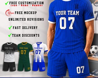 Maillots de football d'équipe personnalisés, Uniformes de football personnalisés, Impression de logo et numéro de nom, Vêtements de sport d'équipe