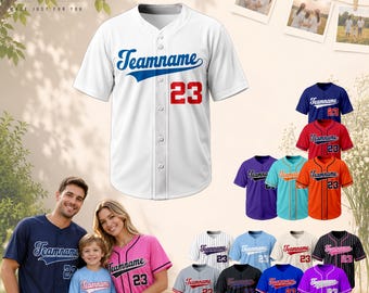 Maillot de baseball familial personnalisé, T-shirt personnalisé avec numéro de nom, Maillot d'équipe, Cadeaux pour tenues de fête, Convient aux hommes et aux femmes