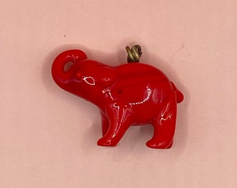Vintage Red Glass Elephant Charm