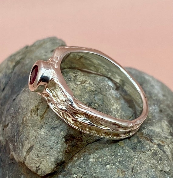 Vintage Silver Modernist Gemstone Ring. Handmade … - image 5