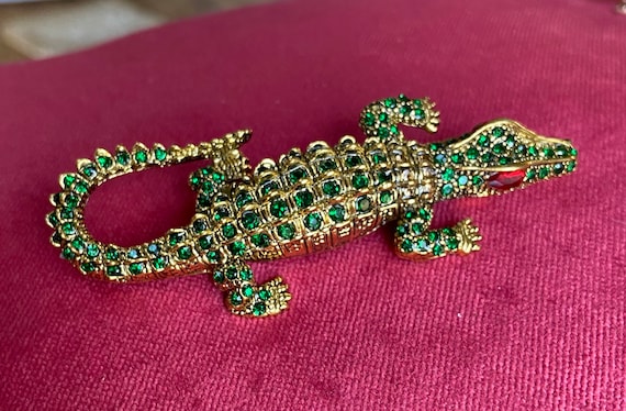 Jewelled Vintage Alligator or Lizard Brooch or Pe… - image 2