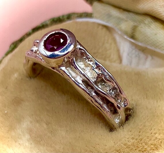 Vintage Silver Modernist Gemstone Ring. Handmade … - image 3