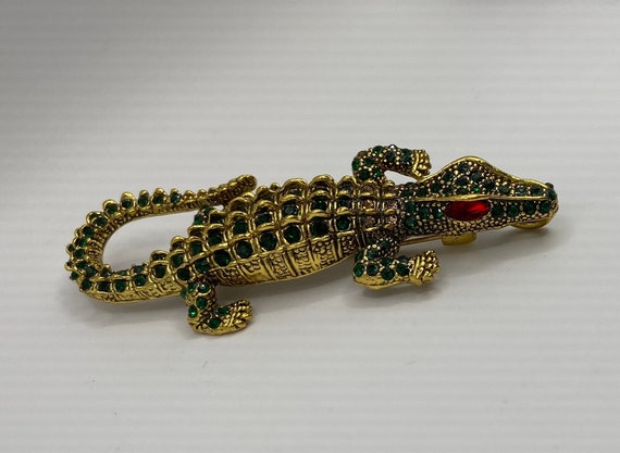 Jewelled Vintage Alligator or Lizard Brooch or Pe… - image 10