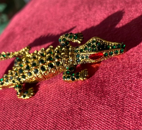 Jewelled Vintage Alligator or Lizard Brooch or Pe… - image 1
