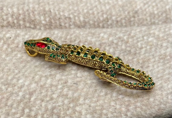 Jewelled Vintage Alligator or Lizard Brooch or Pe… - image 9