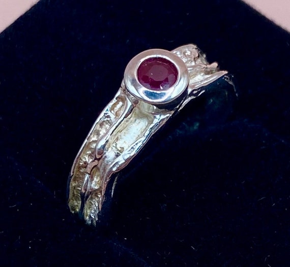 Vintage Silver Modernist Gemstone Ring. Handmade … - image 8