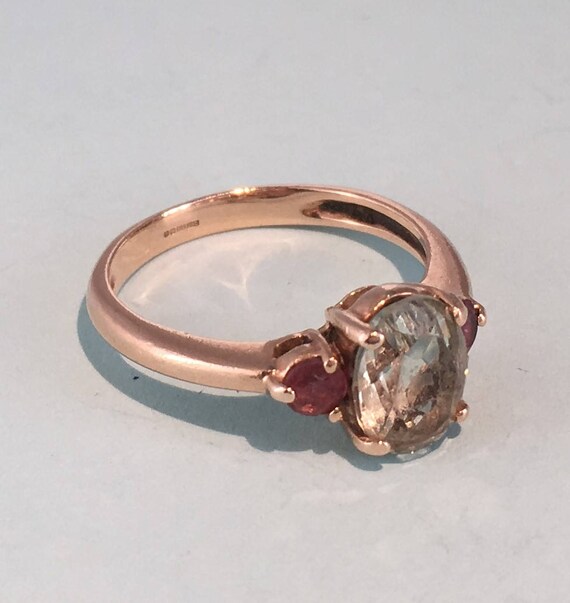 Rose Gold Ring with Pale Blue and Pink Stones - 9… - image 6