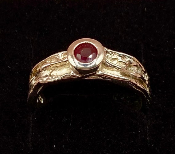 Vintage Silver Modernist Gemstone Ring. Handmade … - image 9