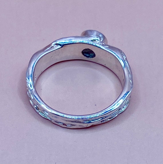Vintage Silver Modernist Gemstone Ring. Handmade … - image 6