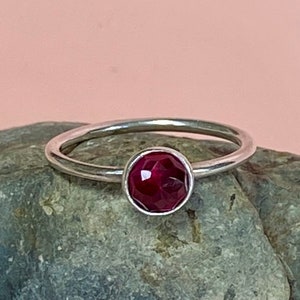 Vintage Pandora Silver July Droplet 925 Synthetic Ruby, Red