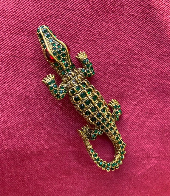 Jewelled Vintage Alligator or Lizard Brooch or Pe… - image 3