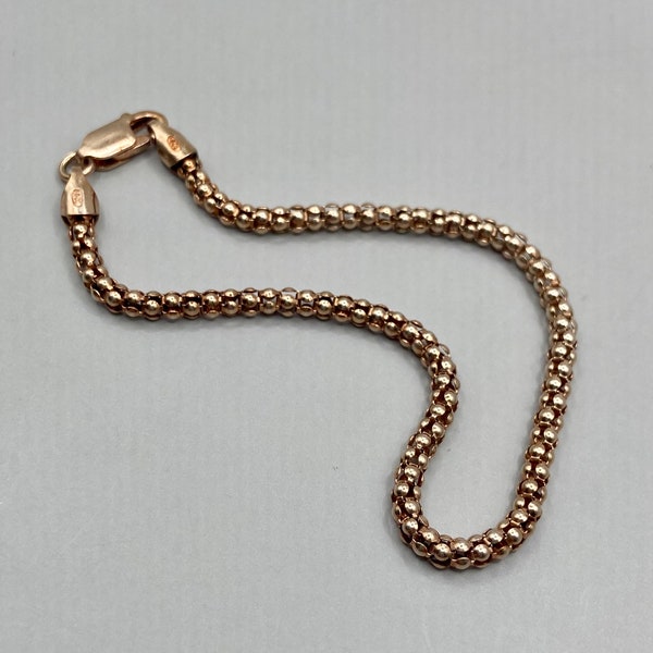 Rose Gold over Sterling Silver Chain Bracelet. Vintage 925 Fancy Link Bracelet
