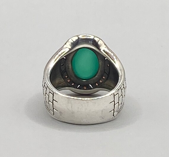 Stunning Sterling Silver Green Stone Ring. Large … - image 5