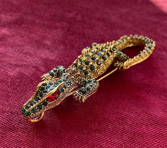 Jewelled Vintage Alligator or Lizard Brooch or Pe… - image 5