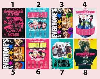 5 Seconds of Summer Everyone's A Star World Tour 2026 Poster Collection