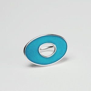 enamel silver ring tourquoise large oval image 1