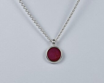 Dot Pendant berry red transparent enamel on 925 silver