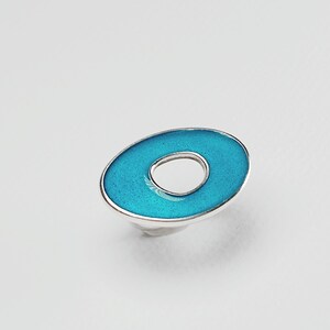 enamel silver ring tourquoise large oval image 2