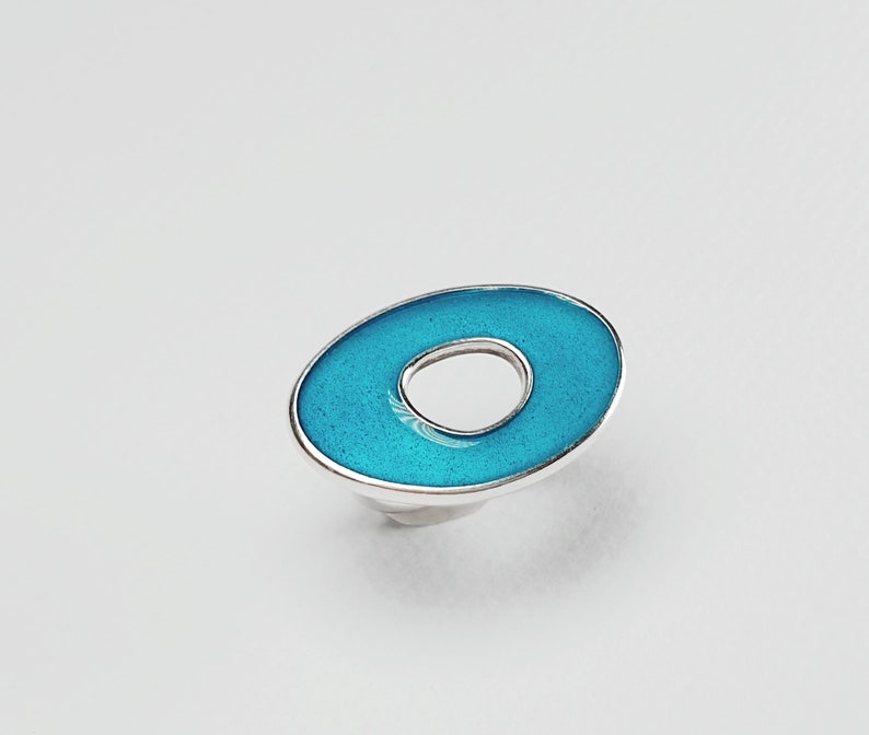 enamel silver ring tourquoise large oval image 2