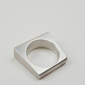 rectangle silver ring 925 silver 750 gold geometric shape image 5