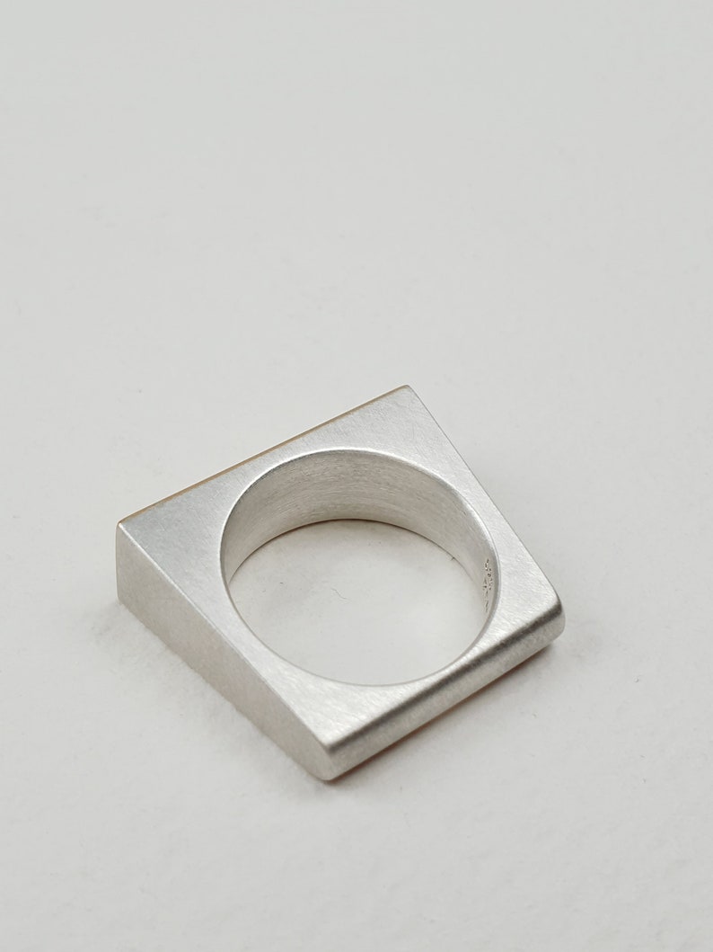 rectangle silver ring 925 silver 750 gold geometric shape image 5