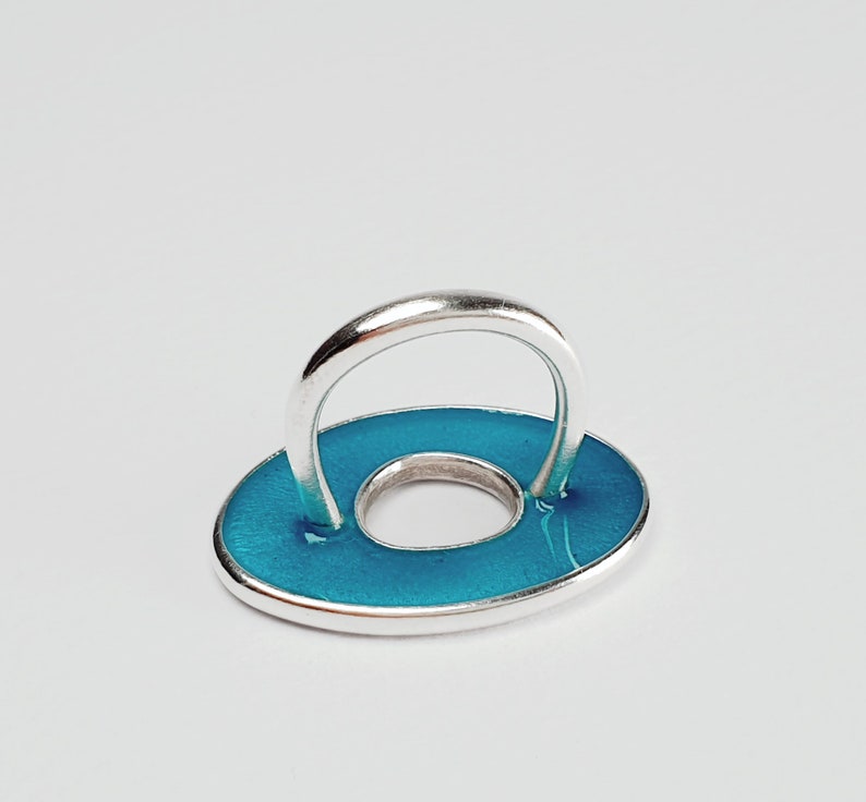 enamel silver ring tourquoise large oval image 6