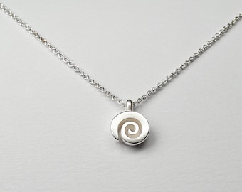 Spirale Schnecke Anhänger klein und massiv 925 Silber mit Ankerkette