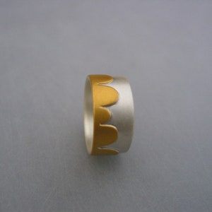 wide bandring 925 Silver with finegold layer bows image 3